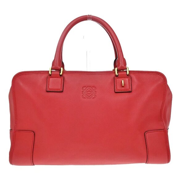LOEWE Anagram Limited Edition Amazona Hand Bag Leather Red SHW Spain 77KB081 - Picture 1 of 16